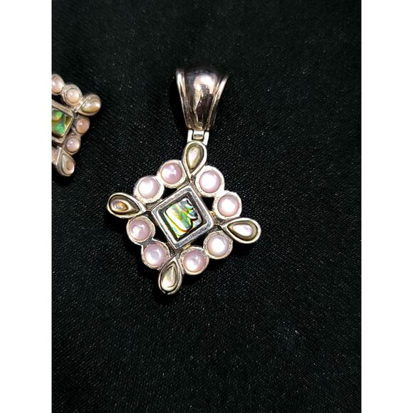 925 Sterling Silver CSX Thai Abalone Earring and Pendant Necklace Set - Picture 3 of 14